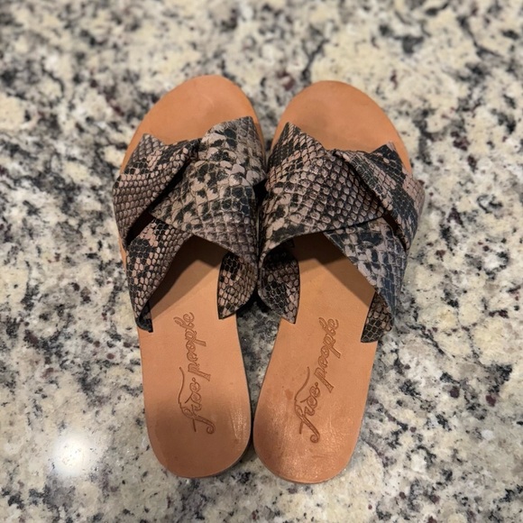 SOLD - Free People Brown Slide Sandals with Snakeskin Pattern - Picture 3 of 5